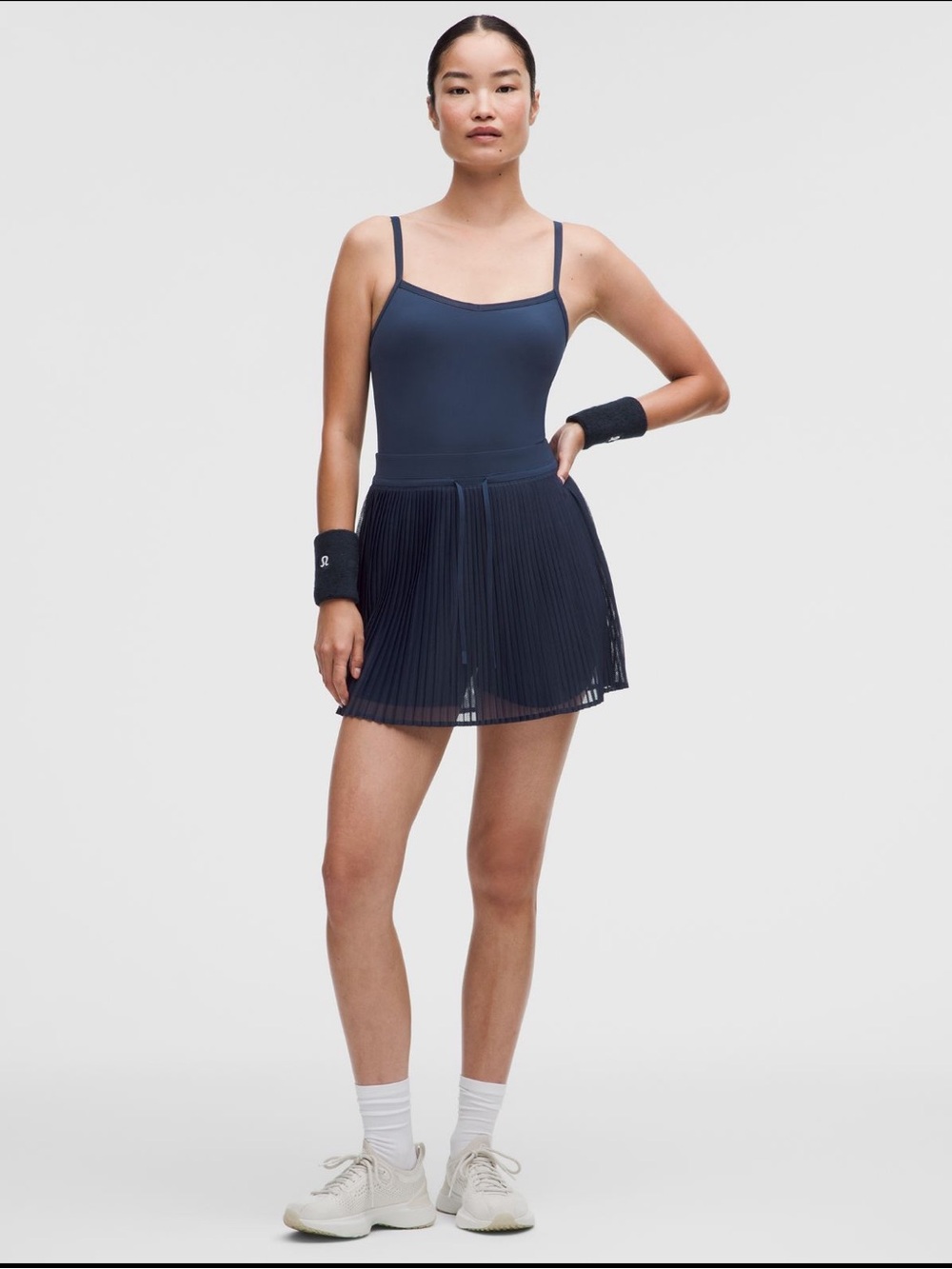 NWT lululemon athletica ace advantage cutout Navy Pleated tennis dress size s